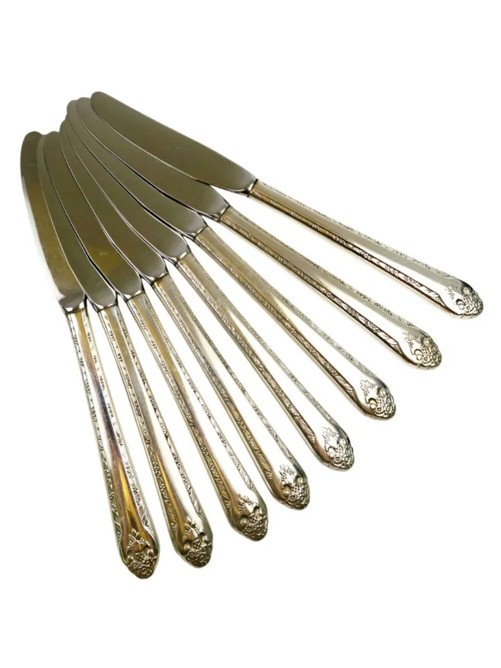 Lovely Lady Grille Knives (Set of 8) Holmes & Edwards Inlaid Silverplate